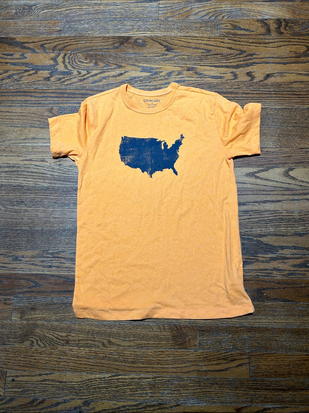 Crewcuts Orange Tee with Navy USA Silhouette